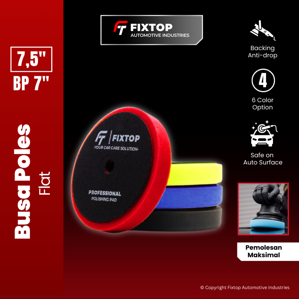 FIXTOP Busa Mesin Poles Mobil 7 Inch DA/RO Spon Foam Pad 7" Poles Dual Action Rotary Germany