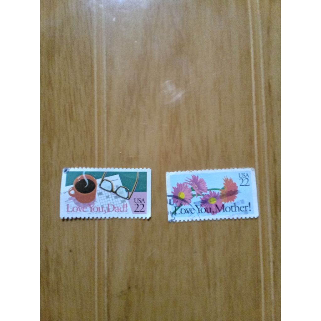 perangko vintage usa 22 cent edisi love you dad & love you mother | sepaket