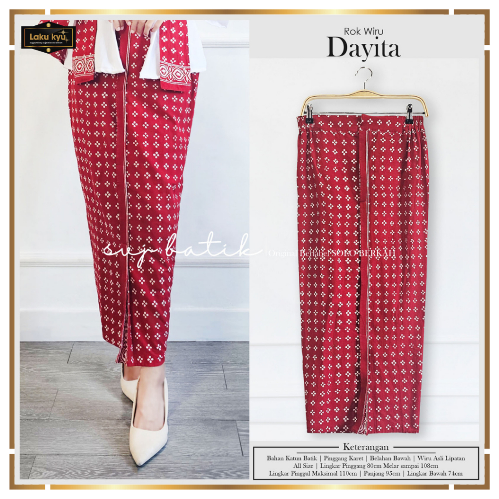 lipit span wiru Rok Lipit Span Wiru Bawahan Batik Merah Katun untuk Kebaya