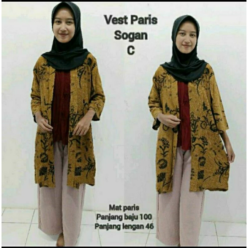 Vest Paris Sogan Cardi Batik Solo Outer Batik Wanita