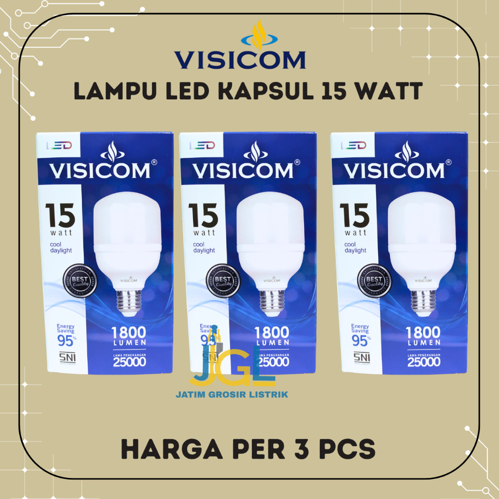 Paket 3 Pcs Visicom Lampu LED Kapsul Visicom 15 Watt Bergaransi 1 tahun