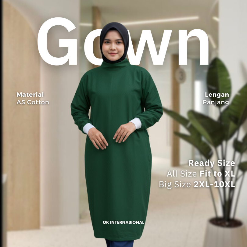 (Surgical Gown - Lengan Panjang) Gaun Operasi OK Dokter Perawat Nakes - Small Big Jumbo Size