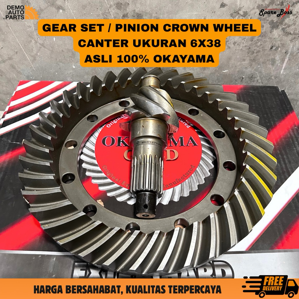 GEAR SET / CHROWN WHEEL CANTER 125 (6X38) OKAYAMA GOLD ORIGINAL MK612792H GEAR SET GIGI GARDAN 6X38 