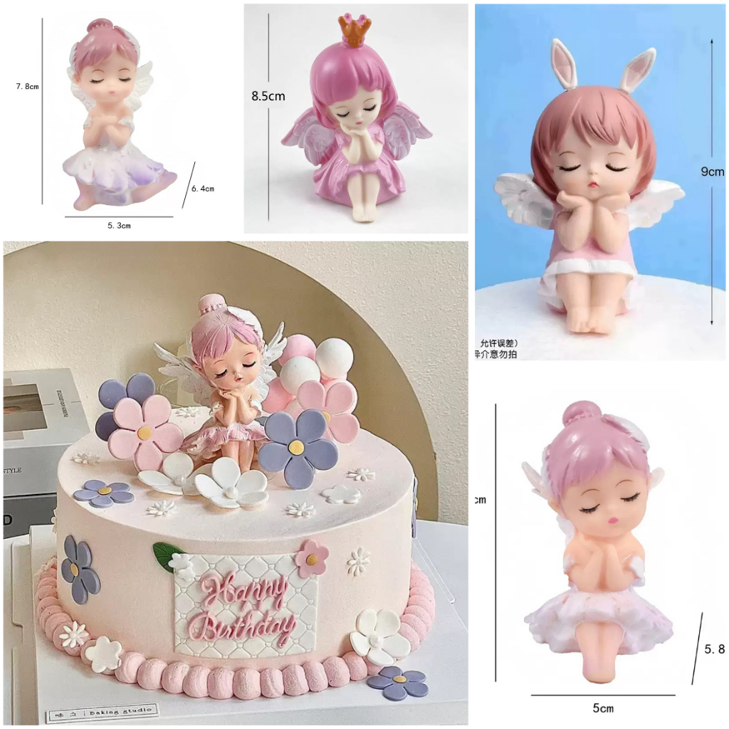 Topper Little Angel Malaikat Peri Perempuan Figur Boenka Dekorasi Hiasan Kue Ulang Tahun Happy Birth