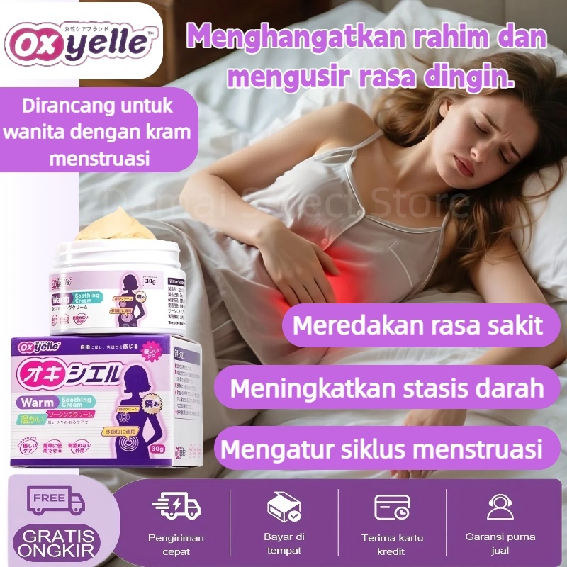 Oxyelle Gel Krim Penenang Hangat Membuat Perut Lebih Ringan . Solusi datang bulan pereda nyeri haid 