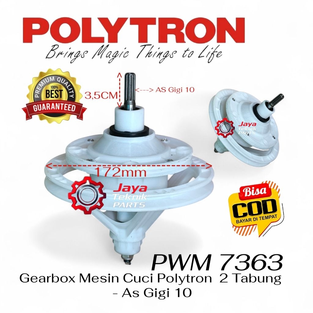 Gearbox Polytron PWM 7363 Mesin Cuci 2 Tabung Gigi 10 / Gear Box Girbox Polytron 7Kg
