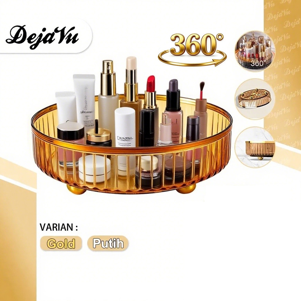 Dejavu Rak Kosmetik Aesthetic Tempat Make Up - Amber Gold Tray Minum Rak Bumbu Dapur HSB875