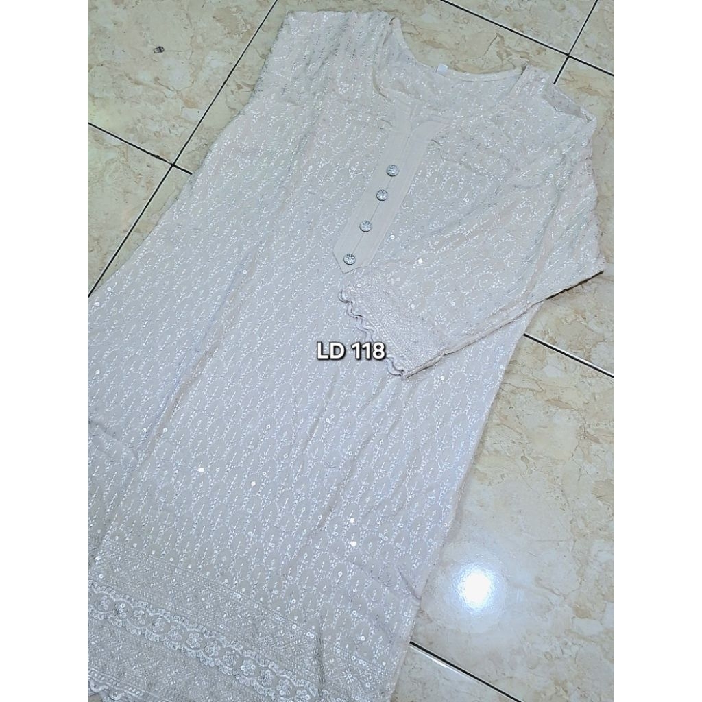 set kurti putih full bordir rok