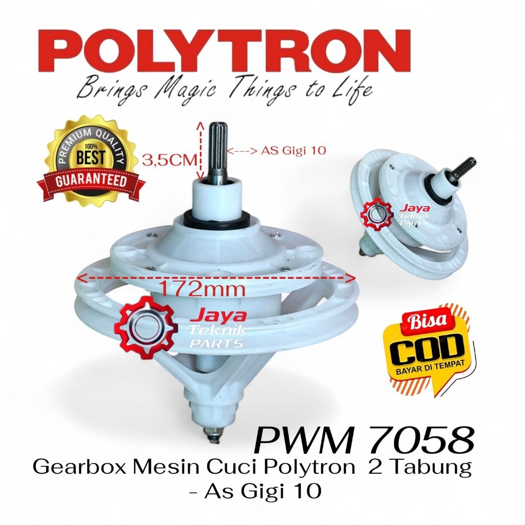 Gearbox Polytron PWM 7058 Mesin Cuci 2 Tabung Gigi 10 / Gear Box Girbox Polytron 7Kg