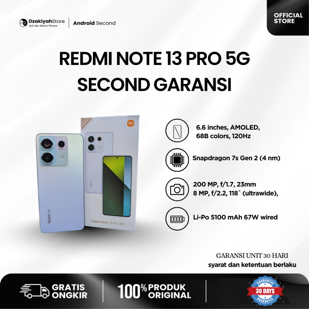 REDMI NOTE 13 PRO 5G 8/256GB SECOND [BERGARANSI]