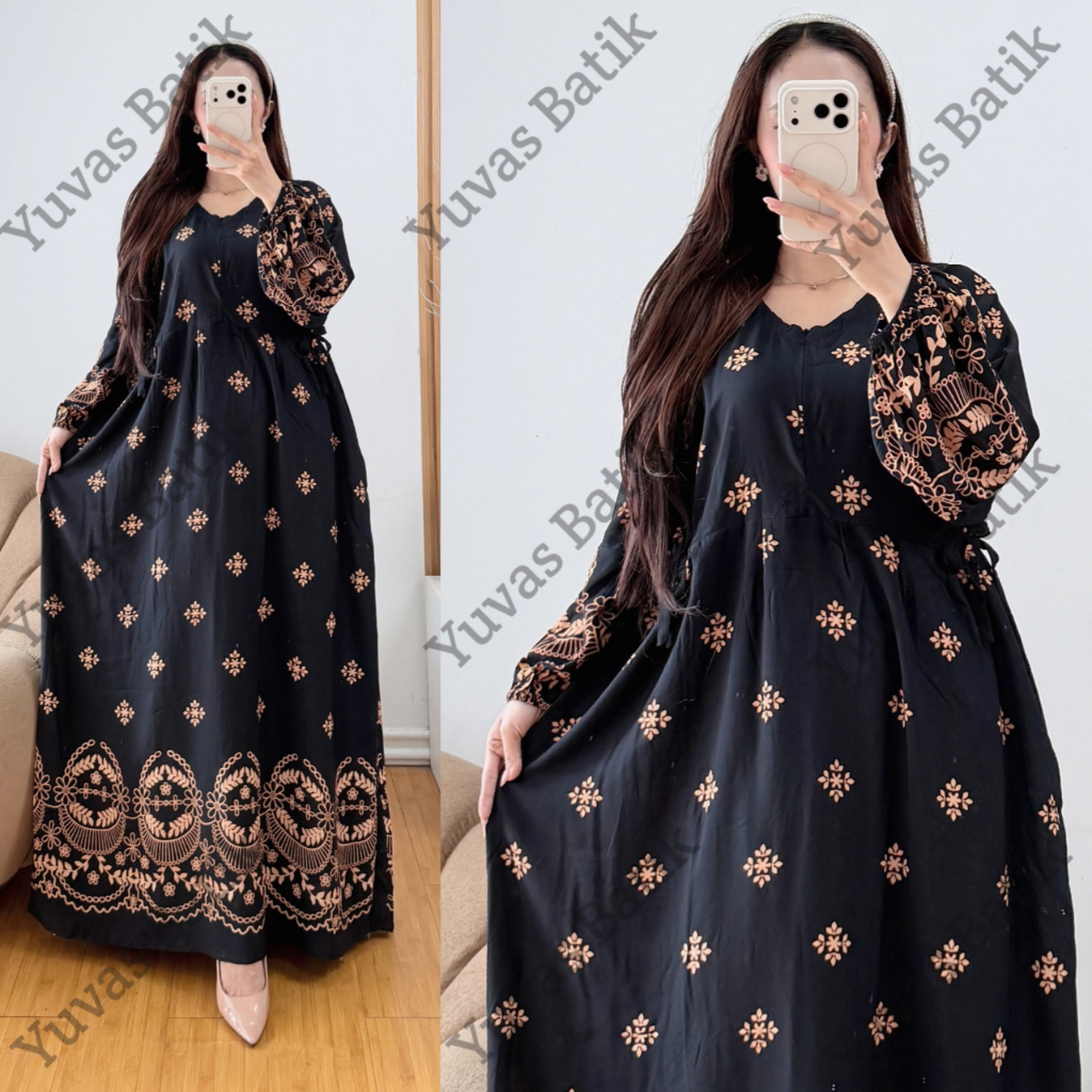 Terbaru Gamis chibi jumbo - Chibi Longdres Motif Cantik Bahan Rayon Tebal Trends LD 120cm Busui Resl