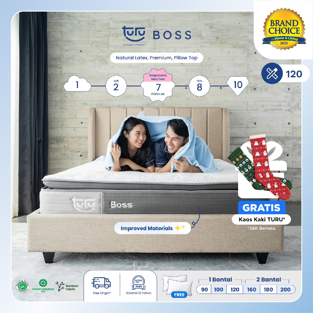 Turu - Kasur Pocket Spring Bed TURU BOSS ukuran 120x200 (Double Size) Free Bantal