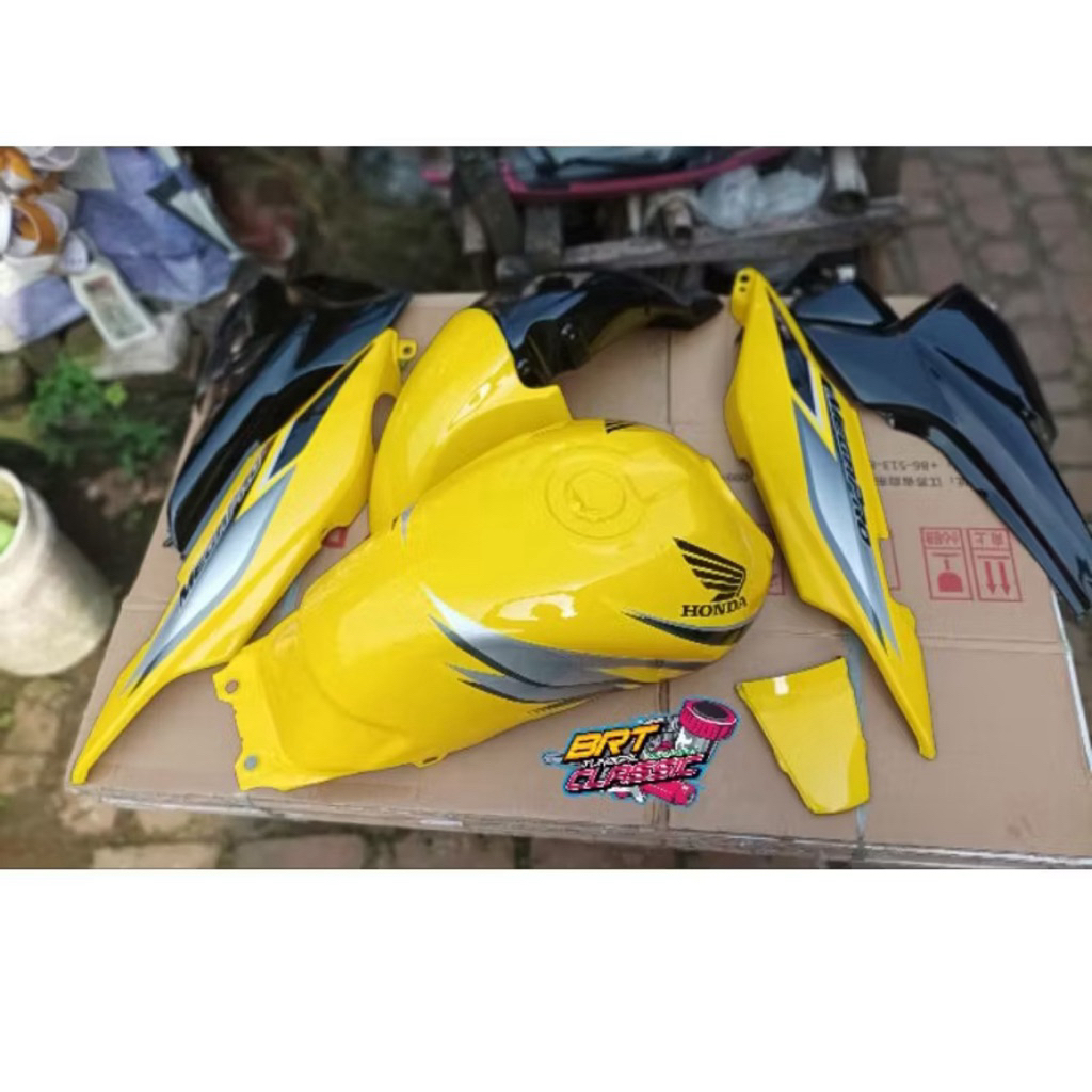 cover full set tengki set body megapro primus megapro new warna kuning