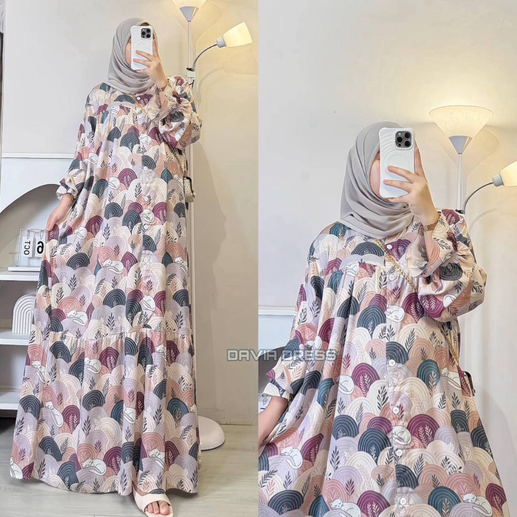 NEW MFQ//DEWINA DRESS WANITA RAYON MOTIF PREMIUM BUSUI FRIENDLY GAMIS RAYON JUMBO BAHAN ADEM KAIN