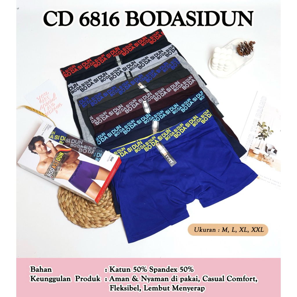 Celana Dalam Pria [isi 3pcs] Boxer 6816 Bodasidun