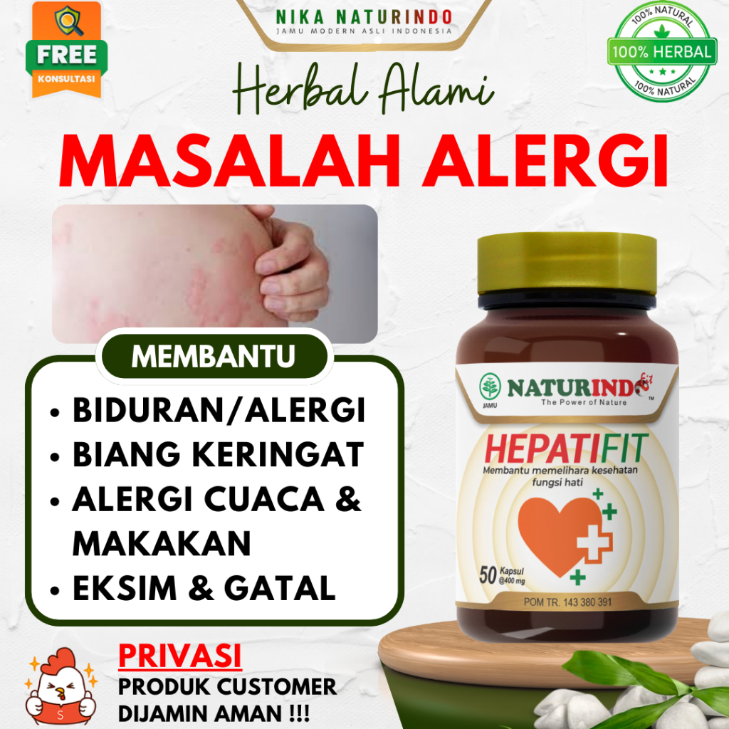HEPATIFIT Obat Alergi Biduran Hepatitis Kemerahan Kulit Obat Biduran Alergi Dingin Gatal Naturindo