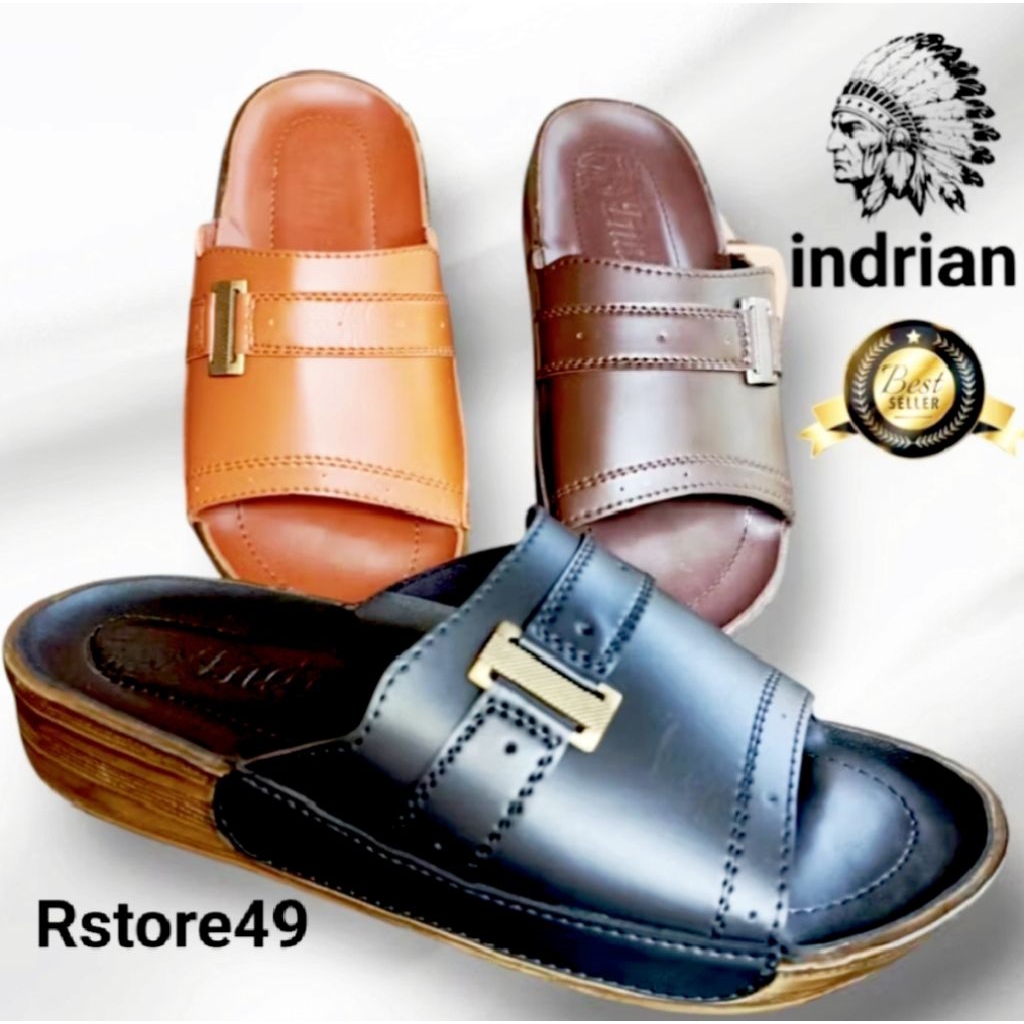 sandal pria indrian black and brown 437 original/sandal kulit pria/sandal pria indian kulit/sandal k