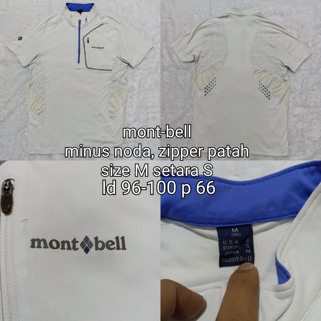 mont-bell | baselayer gunung second brand lengan pendek | size S