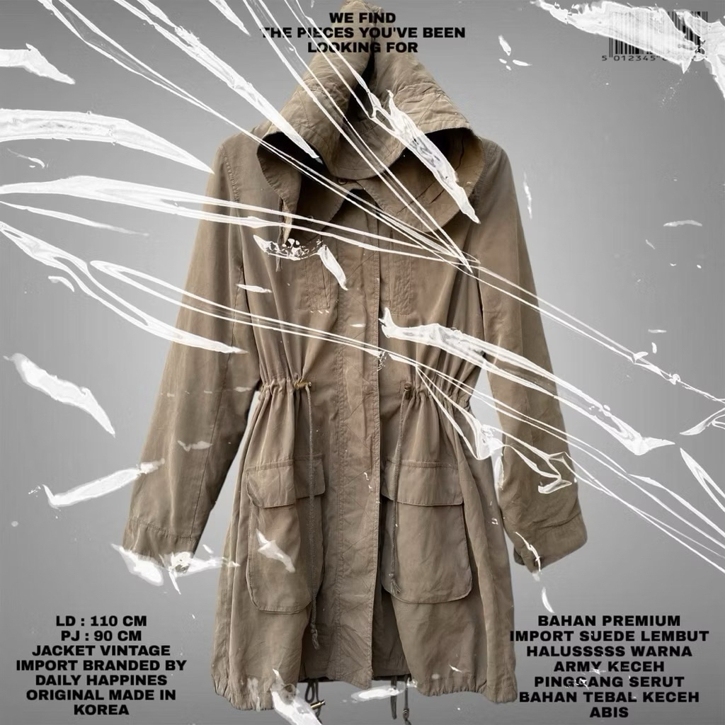 DAILY HAPPINES JACKET SUEDE PREMIUM KOREAN LOOK/PARKA JACKET SUEDE BROWN SERUT KOREAN STYLE/LONG PAR