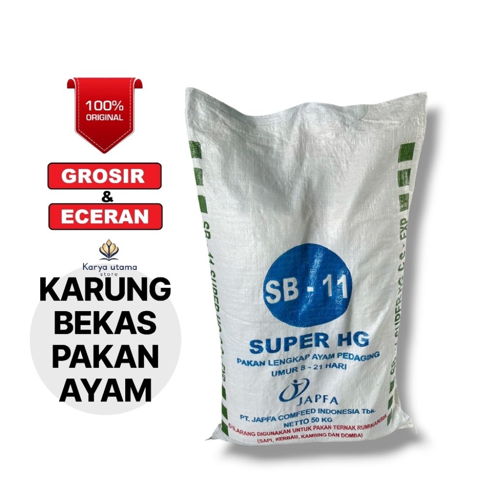 Karung Bekas Pakan ayam 50kg isi10 pis