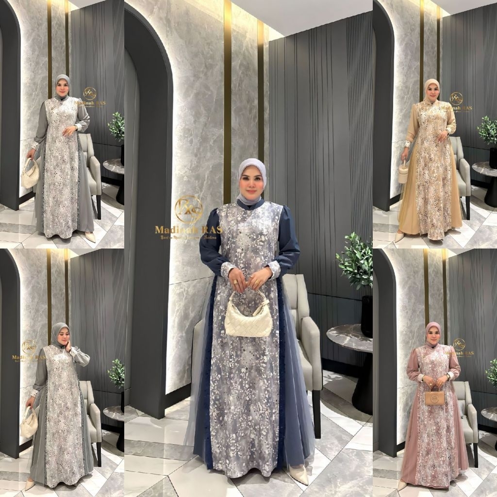 Lalina Dress by Madinah Ras / Gamis kondangan simpel elegan terbaru / Gamis Pesta mewah
