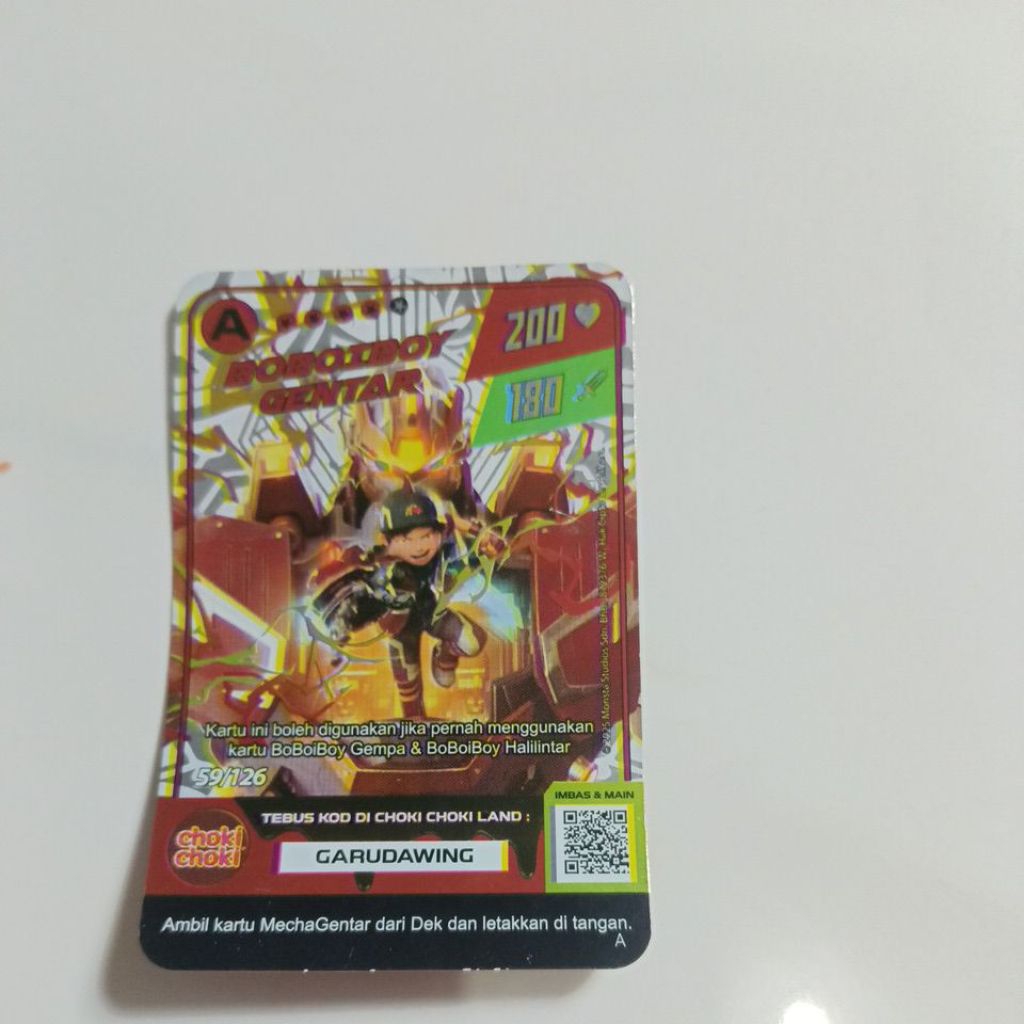 kartu BoBoiBoy gentar