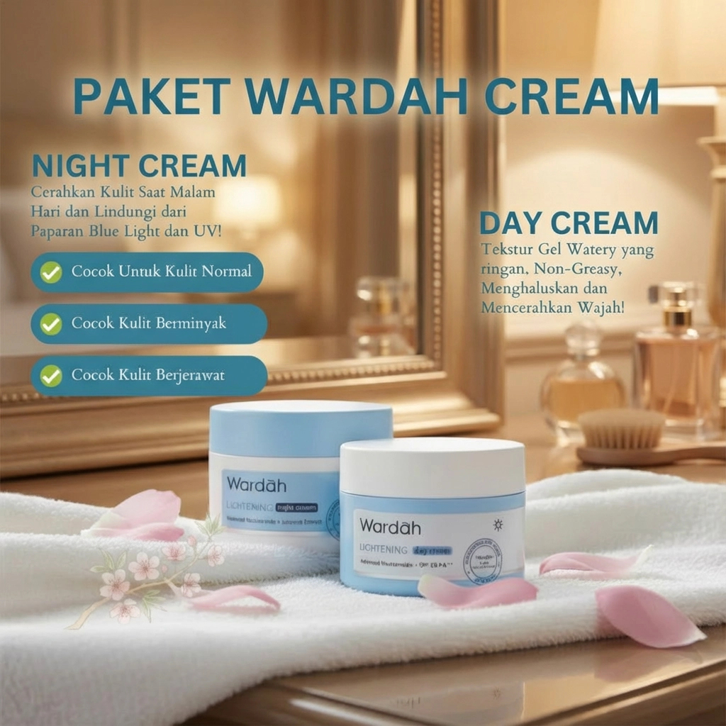 PAKET WARDAH DAY CREAM & WARDAH NIGHT CREAM|Share injar 10ml Mencerahkan Kulit Wajah Secara Merata