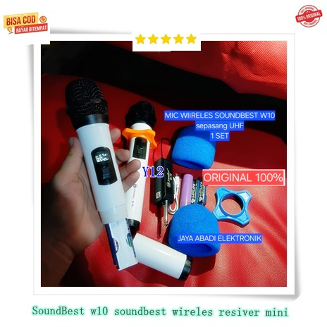 Y39 SEPASANG 1 SET KARAOKE VOKAL SOUNDBEST W 10 W10 SOUND BEST Microphone Wireles Resiver Mini MIK M