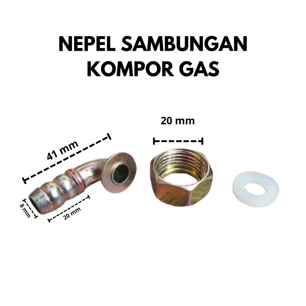 NEPEL KUNINGAN SAMBUNGAN SELANG KOMPOR GAS NEPEL L DRAT DALAM