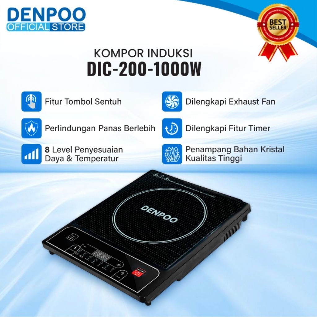 Denpoo Kompor Induksi Listrik Low Watt DIC 200-1000