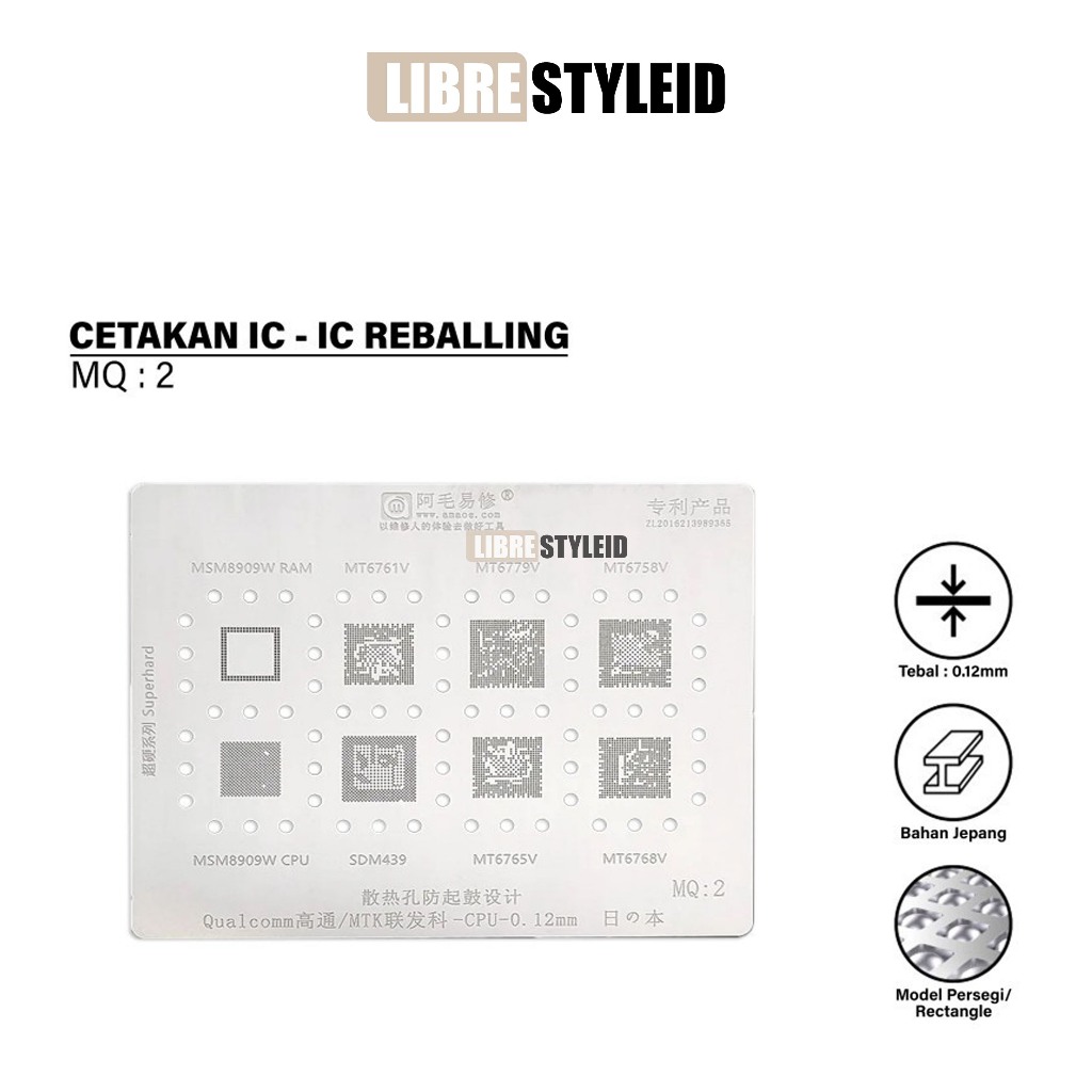 Amaoe MQ 2 Cetakan IC BGA Reballing Stencil for Qualcomm MTK Cpu MT6779V/6768/6765/SDM439/MSM8909W/C