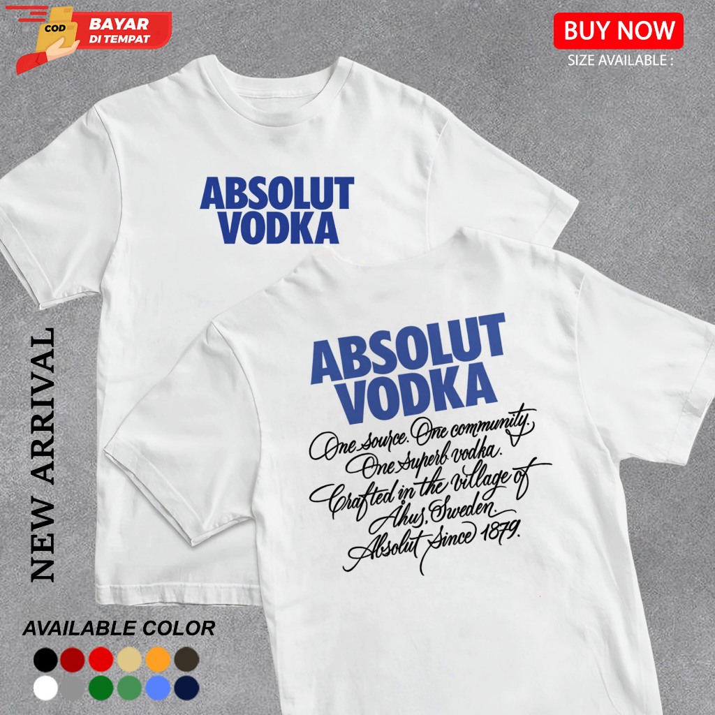 Kaos ABSOLUT VODKA  Kaos Pria Lengan Pendek Atasan Distro Murah Keren Bahan Cotton Combed 24s Nyaman