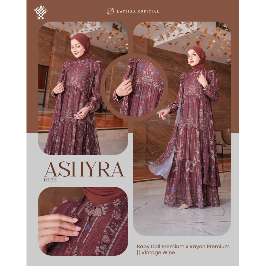 TERBARU ASHYRA DRESS ORI By LATISZA/KONDANGAN//LEBARAN//RAYA SERIS//BLACK//HALWA