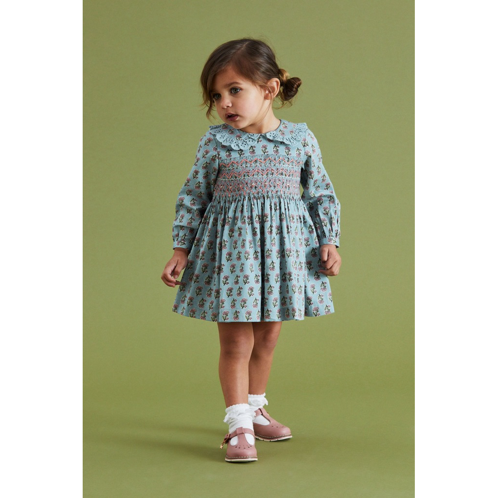 NEXT Smocked Printed Shirred Collar Dress