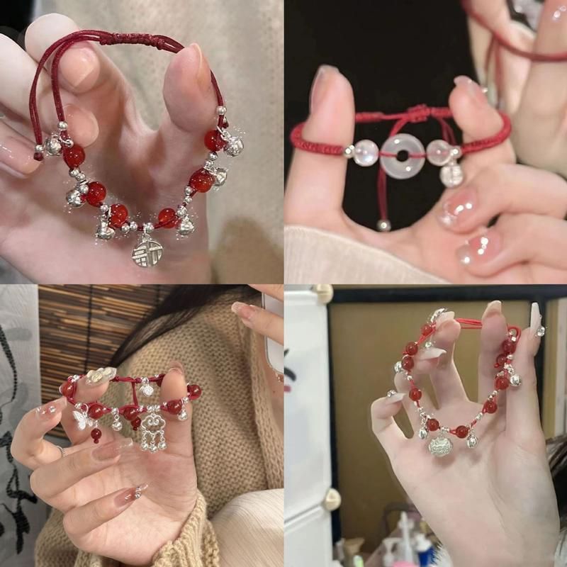 RCS  Gelang tali merah gelang manik manik merah fashion korea cina aksesoris natal party anak dewasa
