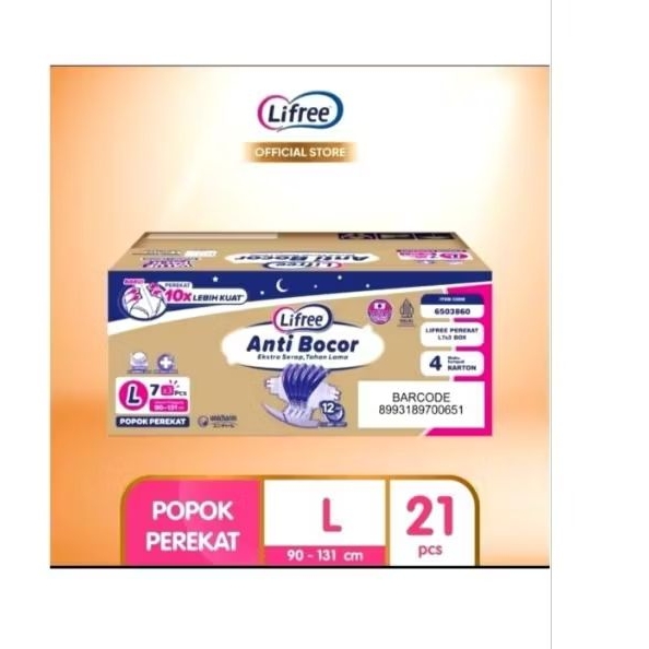 Pampers Dewasa Lifree 1dus L 21 Perekat isi 3ball ecer
