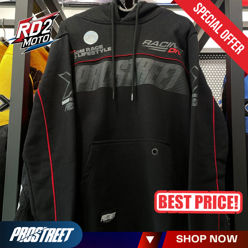 Hoodie Motor Prostreet Racing Line Reflective Red - Jaket Hoodie Riding Motoran Pria Wanita Design R
