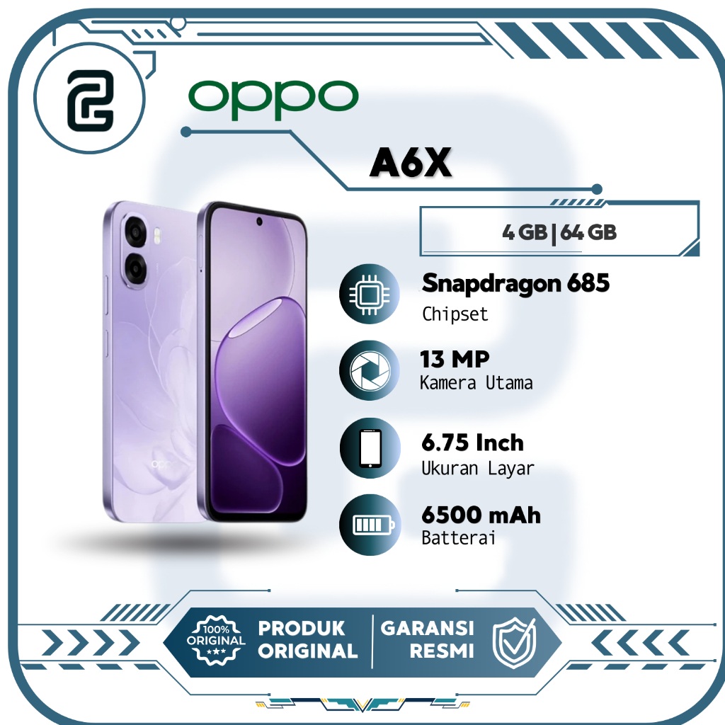OPPO A6x 4/64GB Snapdragon 685 120Hz 6500mAh Kamera 13MP | Hp Murah Sejutaan Garansi Resmi
