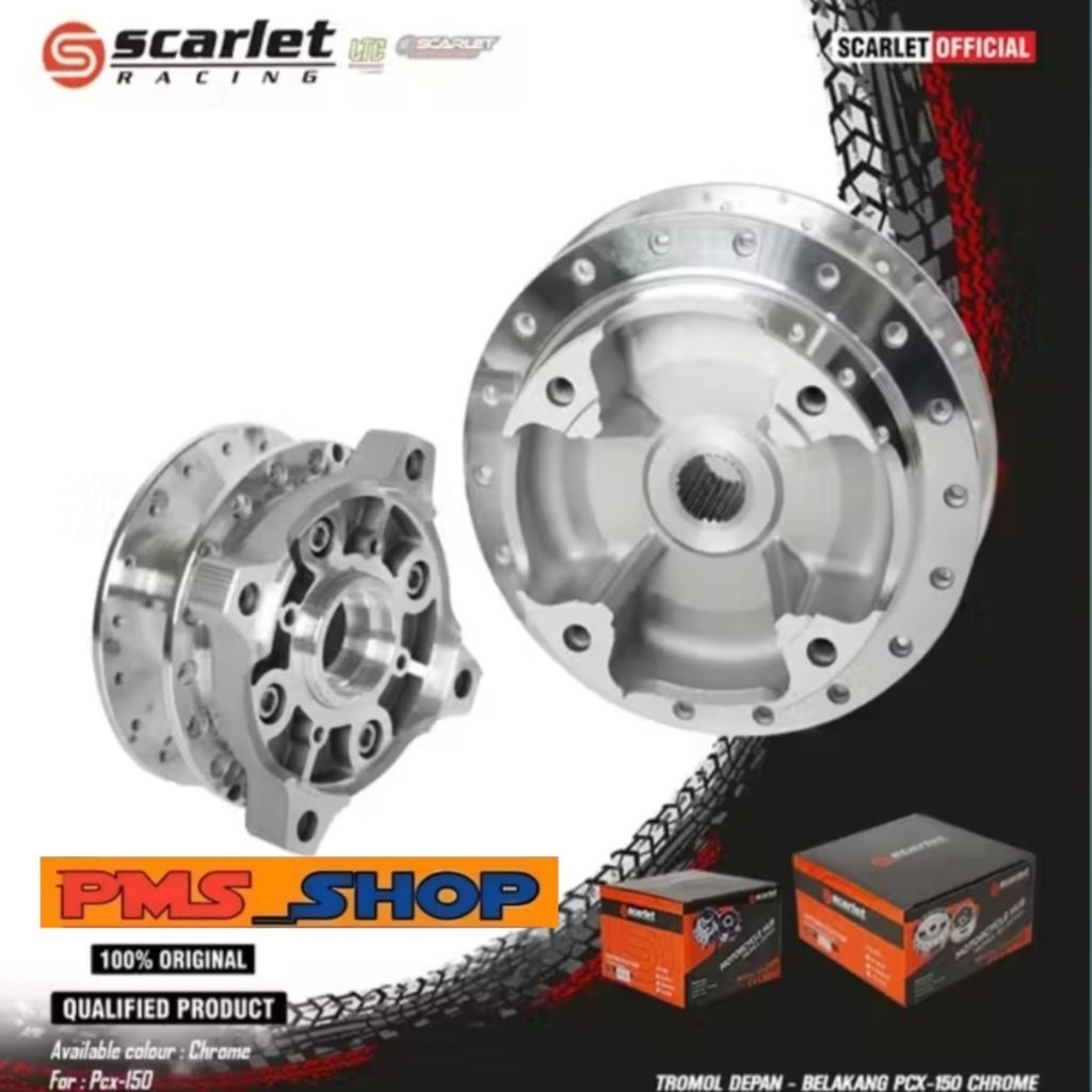 TROMOL PCX 150 ORIGINAL SCARLET 1 SET TROMBOL PCX 150 DEPAN BELAKANG  TROMOL PCX 150 CHROME