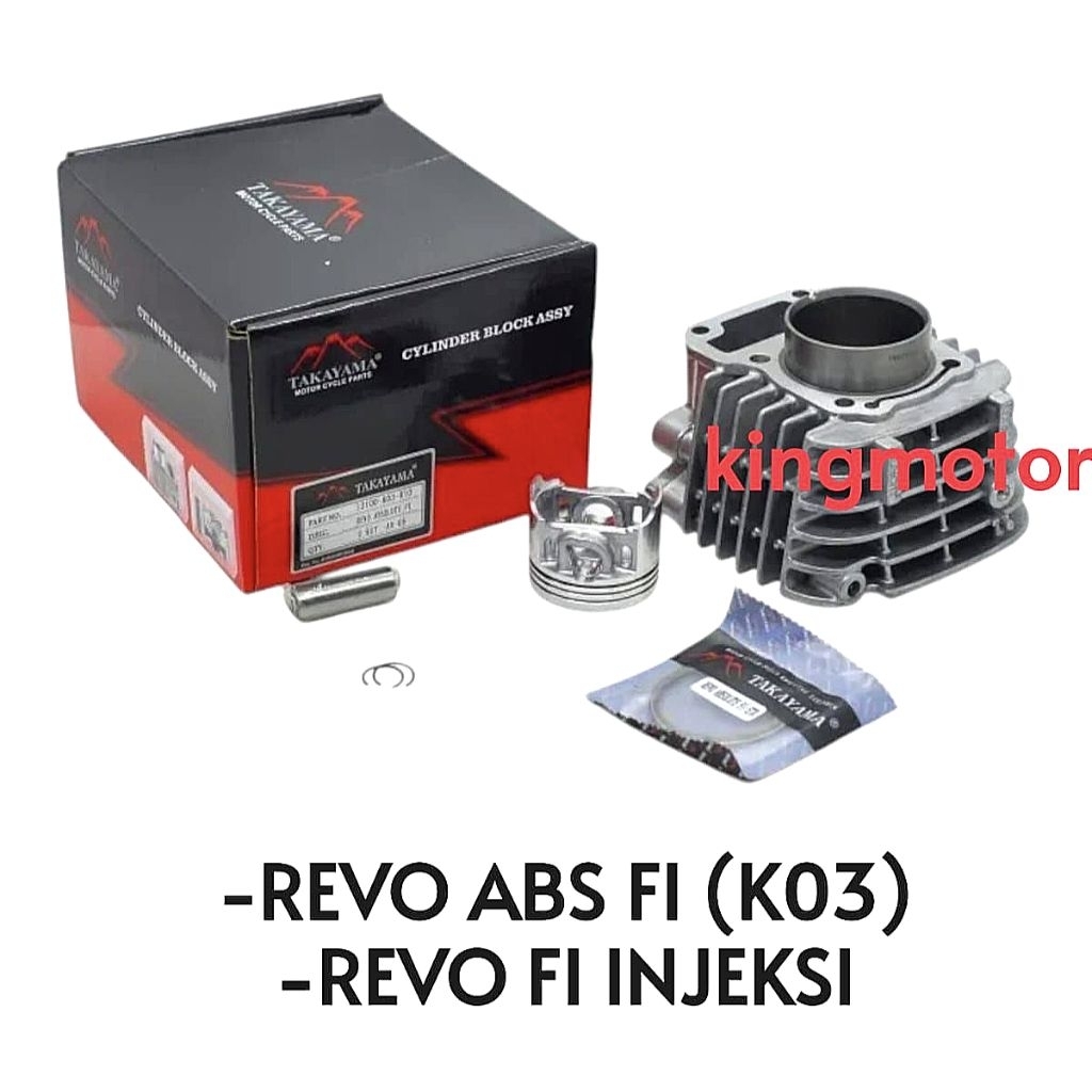 BLOK MESIN + SEHER PISTON KIT TAKAYAMA K03 REVO ABSOLUTE FI REVO FI INJEKSI ORI TAKAYAMA