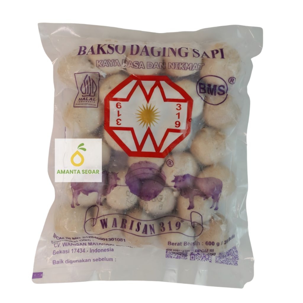 Bakso Baso Daging Sapi Asli Warisan 319 BMS Isi 25 Butir 600gr