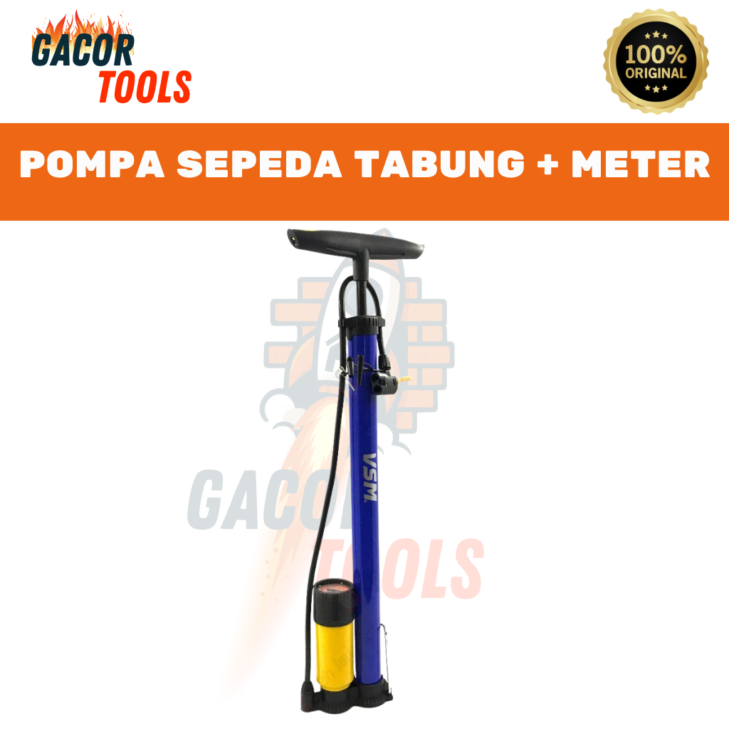 Pompa Angin Tangan Ban Sepeda Motor Bola Tabung Meter Pentil Hand Pump VSM