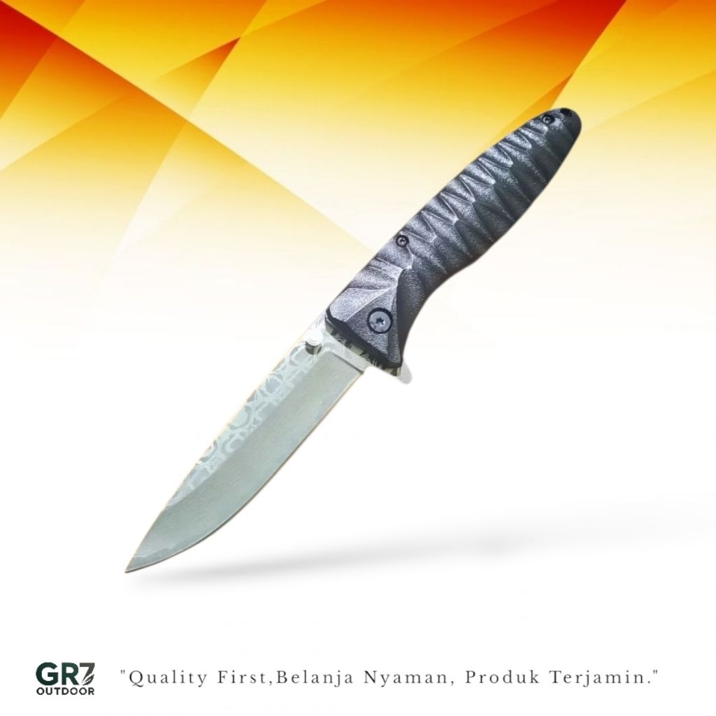Pisau Survival Lipat Outdoor Ganzo G620 Damaskus Solid Steel Ergonomis