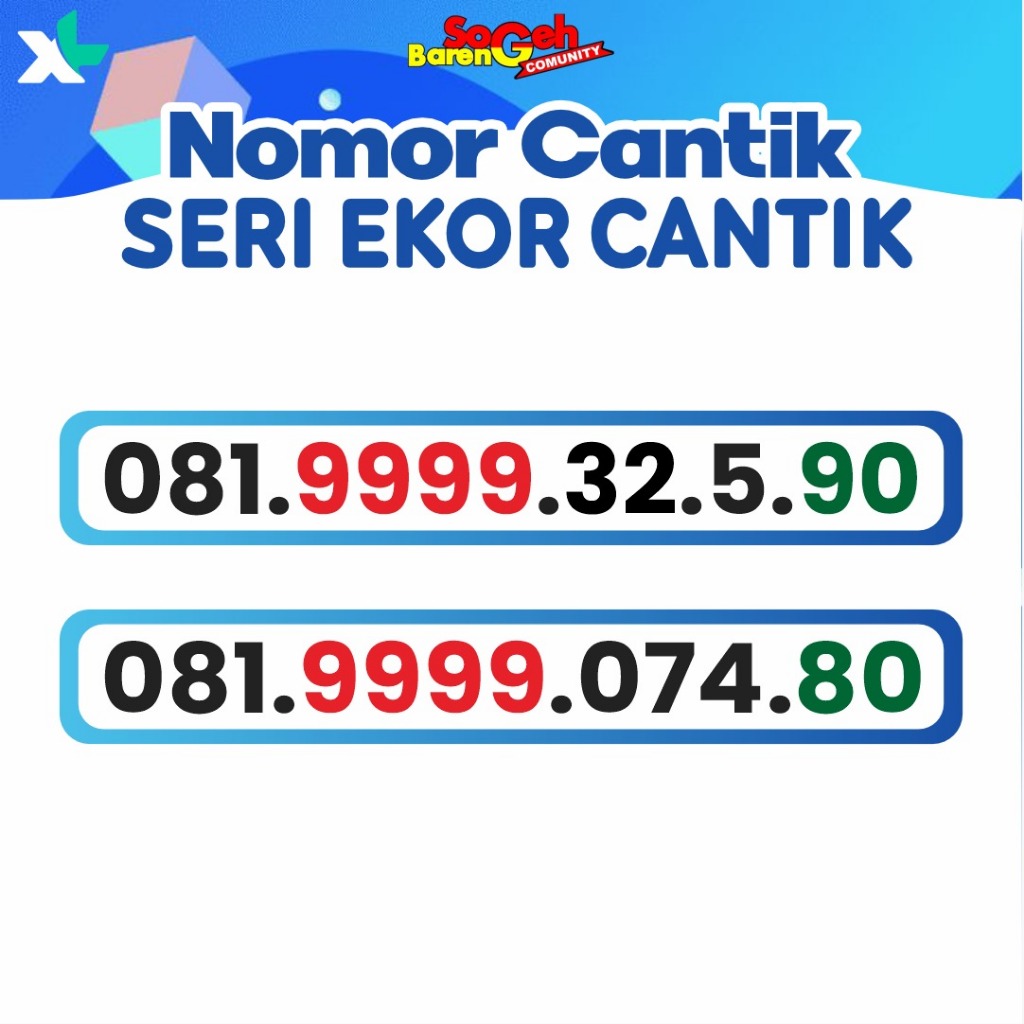 Perdana Nomor Cantik XL Murah Seri 081.9999 "EKOR CANTIK" Kuota 3GB