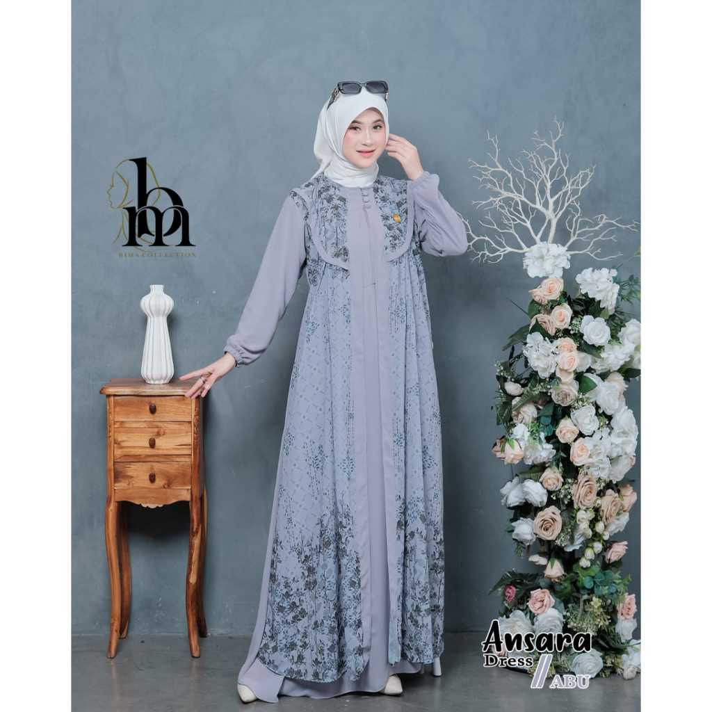 baru gamis Ansara DRESS kanaya kyra polos Mahika mix  motif kania azzahra mewah lebaran kondangan be