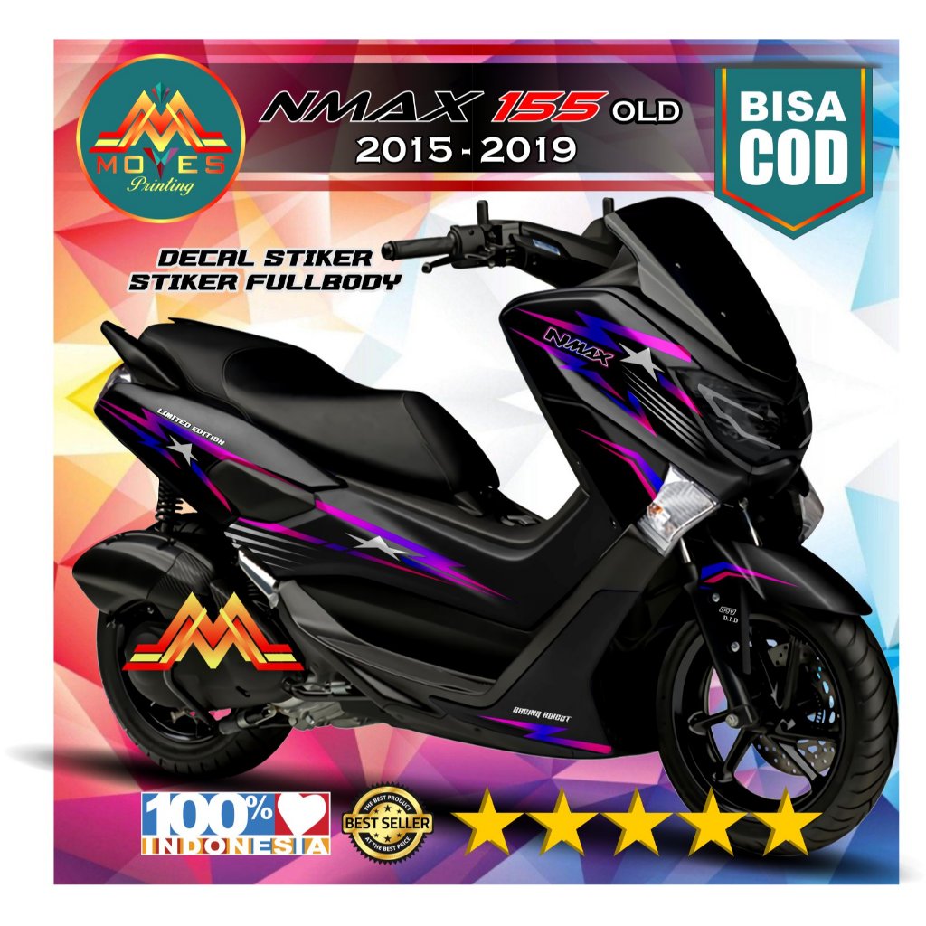 Decal stiker Nmax 155 old 2015-2019 full body variasi hitam list bunglon