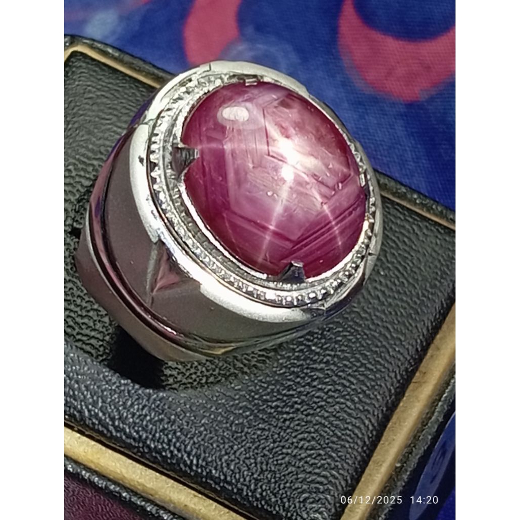 Cincin Mata Batu Natural Ruby Star Jumbo Big Size Premium (Kolektor Item)
