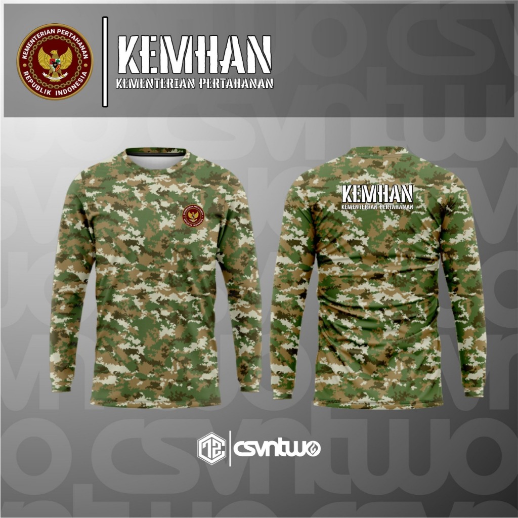 kaos LORENG PDL TNI Sage Green LENGAN PANJANG  Dryfit Terbaru  Sablon Motif Logo / Kaos Pdl Tni Terb