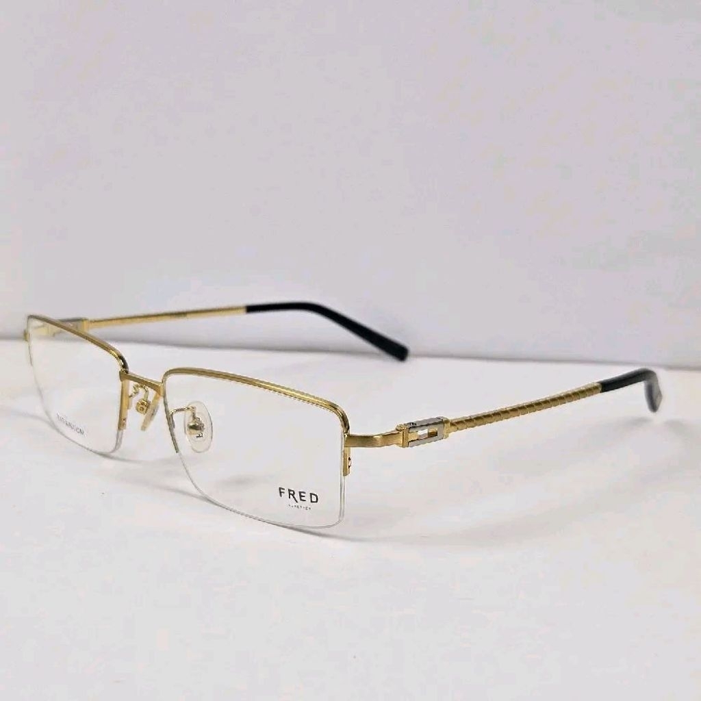 frame kacamata pria wanita elegan fred titanium half frame FMF4803 57 gold bisa lensa Bluecromic Blu