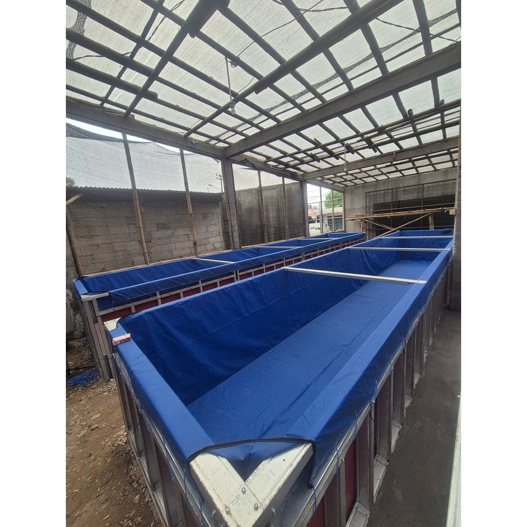 Terpal pvc orchid kolam kotak ukuran 4x3x1 meter